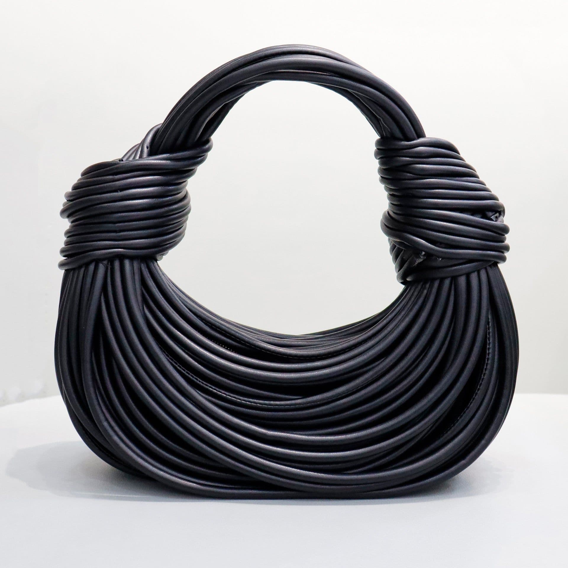 image-Women's Fashion Solid Color Handmade Woven Handbag