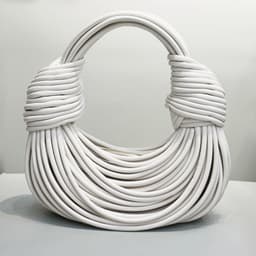 image-Women's Fashion Solid Color Handmade Woven Handbag