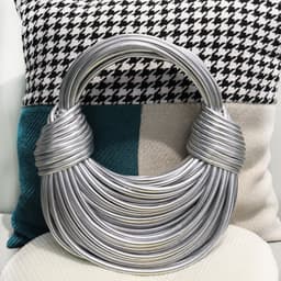 image-Women's Fashion Solid Color Handmade Woven Handbag