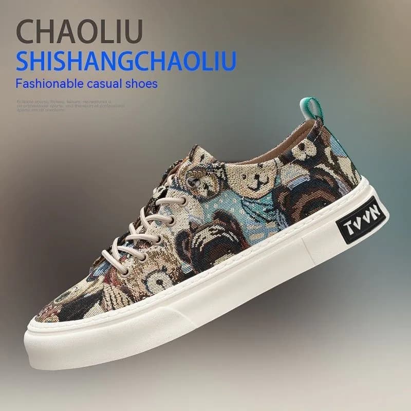 image-Summer Breathable Cloth Shoes Low-top Men's Casual Canvas Shoes Front Lace-up