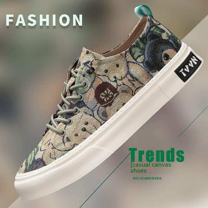 image-Summer Breathable Cloth Shoes Low-top Men's Casual Canvas Shoes Front Lace-up