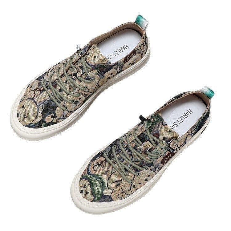image-Summer Breathable Cloth Shoes Low-top Men's Casual Canvas Shoes Front Lace-up