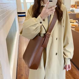 image-Autumn Winter Retro Chic Simple Casual Large Capacity One-shoulder Bucket Bag