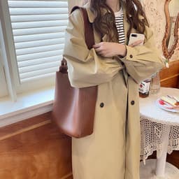 image-Autumn Winter Retro Chic Simple Casual Large Capacity One-shoulder Bucket Bag