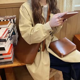 image-Autumn Winter Retro Chic Simple Casual Large Capacity One-shoulder Bucket Bag
