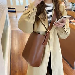 image-Autumn Winter Retro Chic Simple Casual Large Capacity One-shoulder Bucket Bag