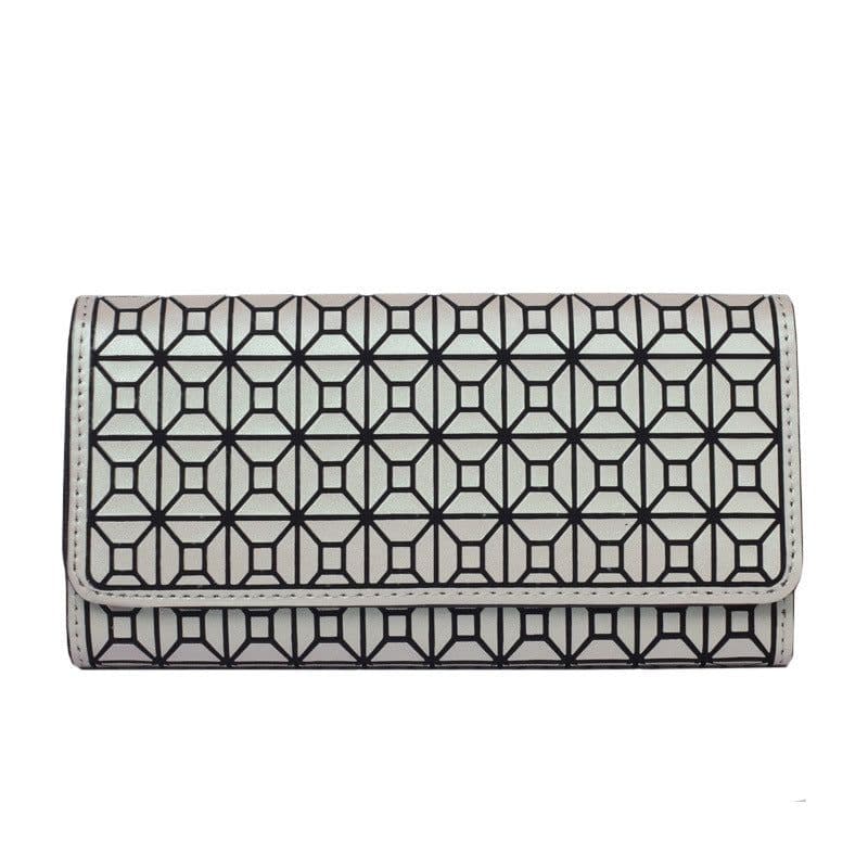 image-Geometric Rhombus Silicone Long Tri-fold Mobile Phone Wallet