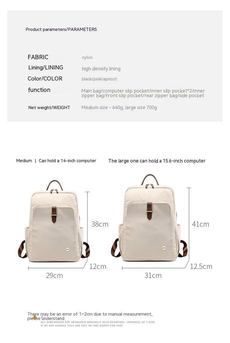 image-Backpack Women's Fashion Nylon Large Capacity Travel Bag Schoolbag Computer Backpack