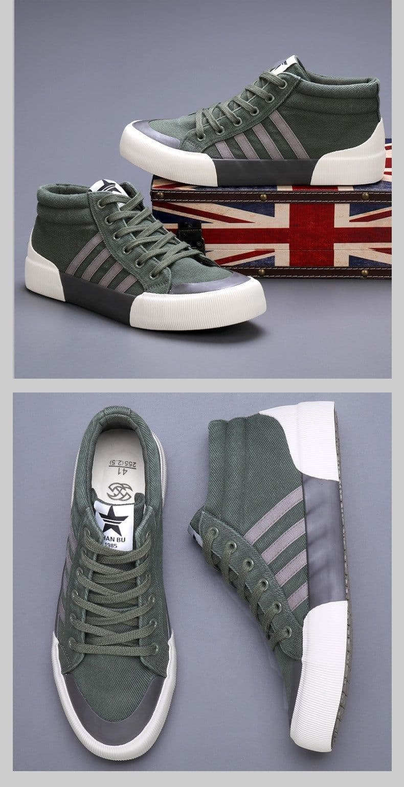 image-Men's High-top Canvas Shoes Korean Style All-matching