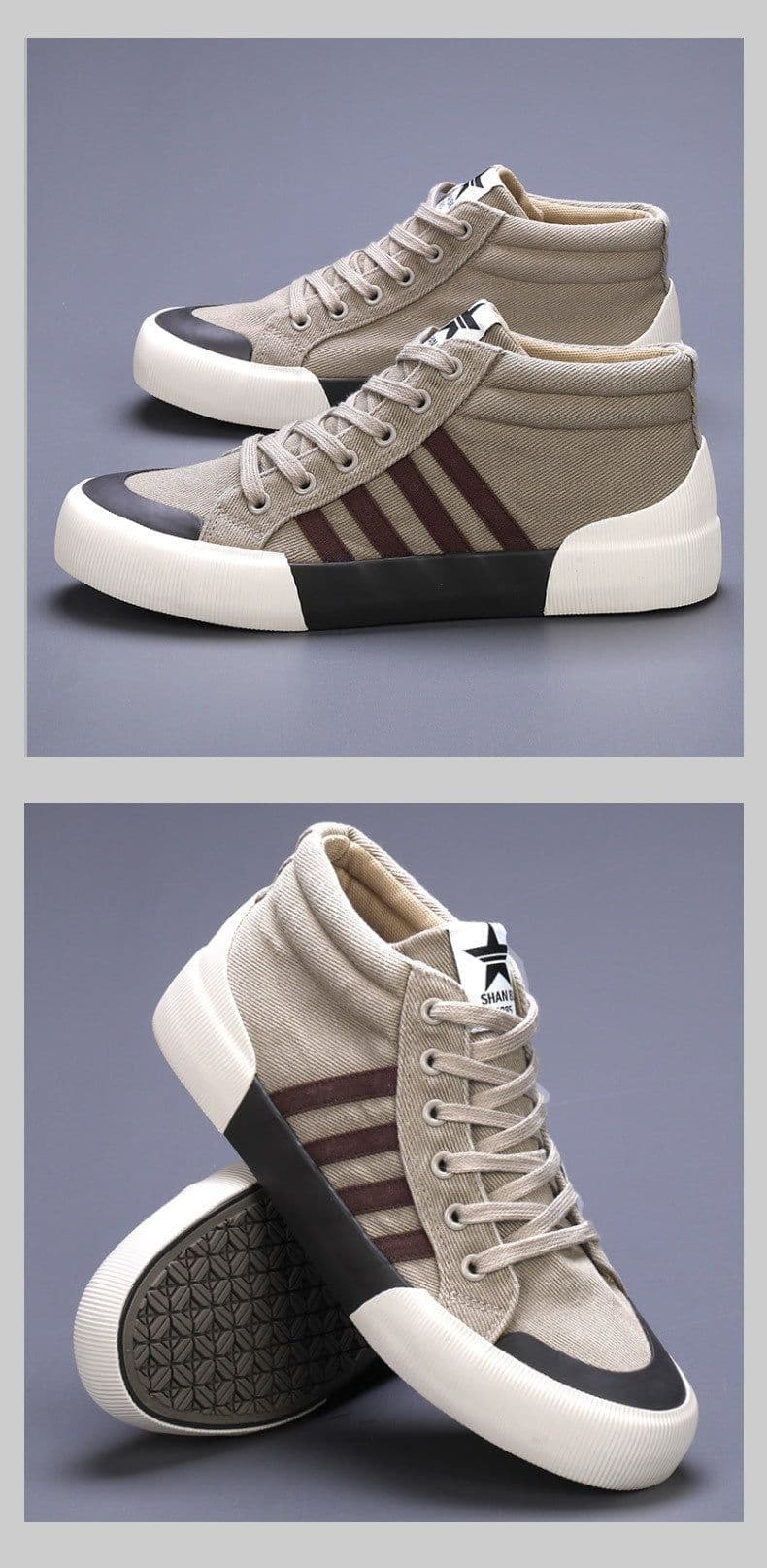 image-Men's High-top Canvas Shoes Korean Style All-matching