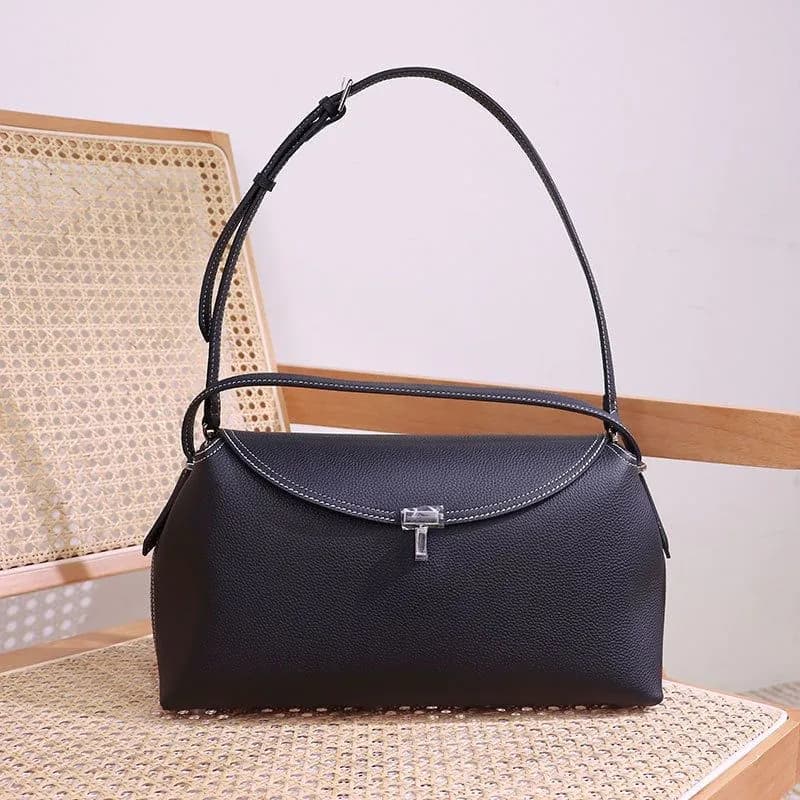 image-Fashion Cattlehide Leather One Shoulder Commuter Women's Bag