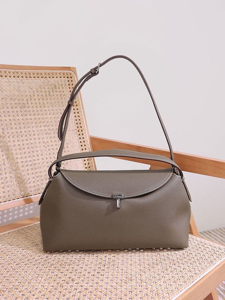 image-Fashion Cattlehide Leather One Shoulder Commuter Women's Bag