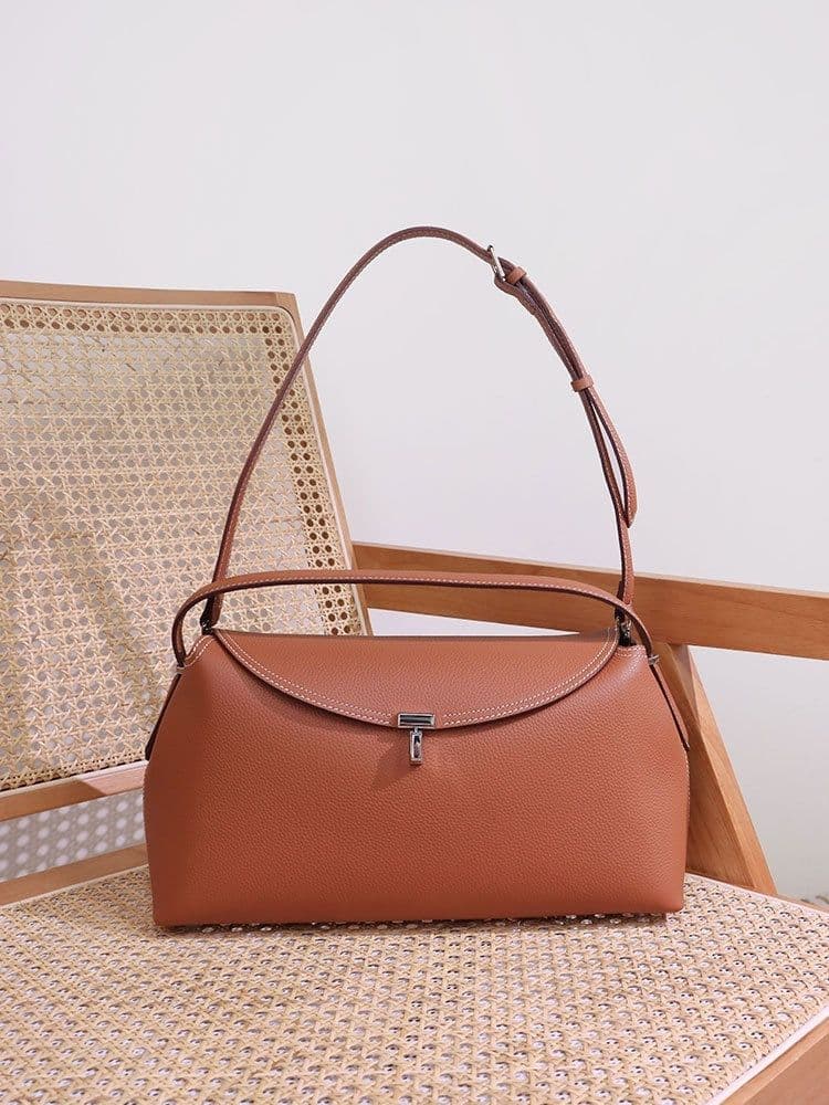 image-Fashion Cattlehide Leather One Shoulder Commuter Women's Bag