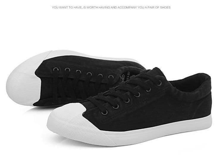image-Low-top Lace-up Flat Four Seasons Solid Color Men's Canvas Shoes