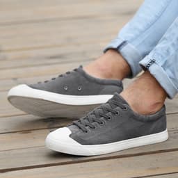 image-Low-top Lace-up Flat Four Seasons Solid Color Men's Canvas Shoes