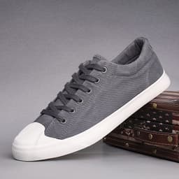 image-Low-top Lace-up Flat Four Seasons Solid Color Men's Canvas Shoes