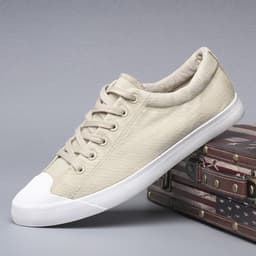 image-Low-top Lace-up Flat Four Seasons Solid Color Men's Canvas Shoes