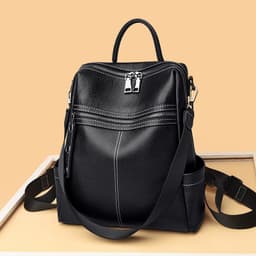 image-Fashion Ladies Backpack Simple Casual Leather Large Capacity