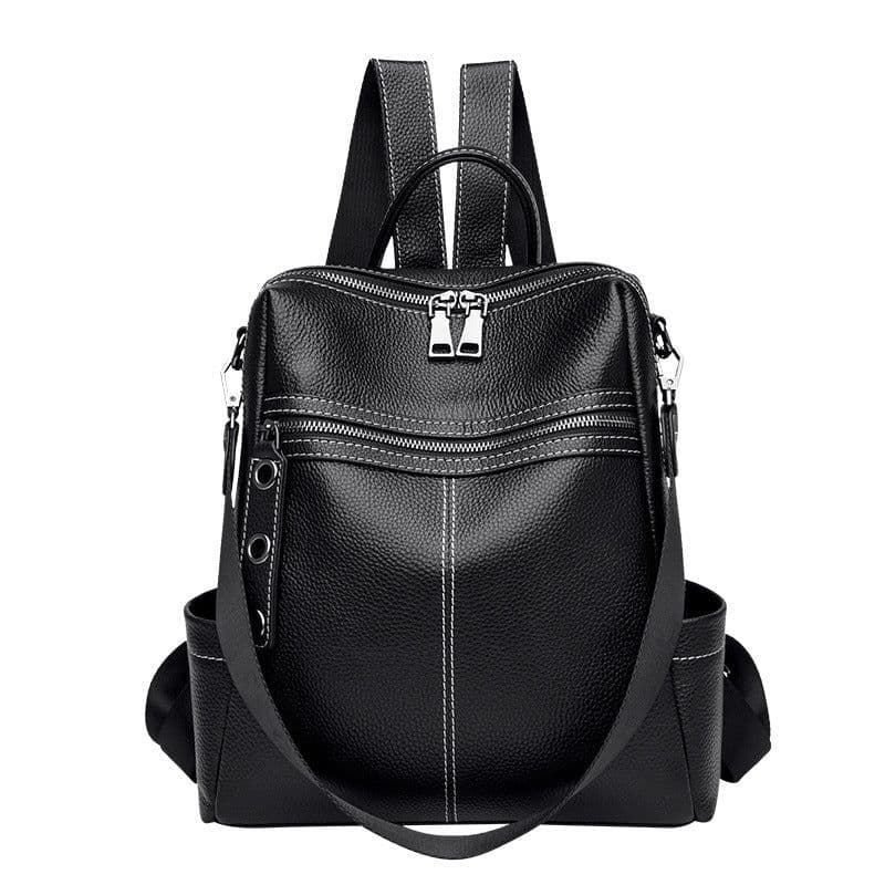 image-Fashion Ladies Backpack Simple Casual Leather Large Capacity