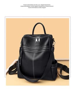 image-Fashion Ladies Backpack Simple Casual Leather Large Capacity