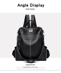 image-Fashion Ladies Backpack Simple Casual Leather Large Capacity
