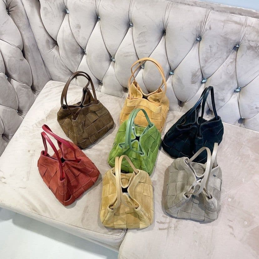 image-Women's Autumn And Winter Cowhide Vintage Weave Portable Shoulder Bag