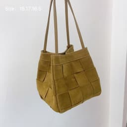 image-Women's Autumn And Winter Cowhide Vintage Weave Portable Shoulder Bag