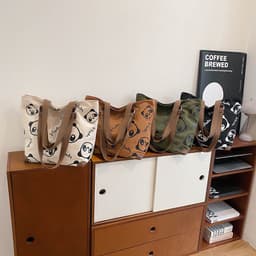 image-Cute Panda Canvas Bag Female Cartoon Casual Shoulder
