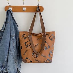 image-Cute Panda Canvas Bag Female Cartoon Casual Shoulder