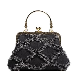 image-Washed Denim Style Stitching Rhombus Clip Bag Fashion Chain Shoulder Messenger Bag