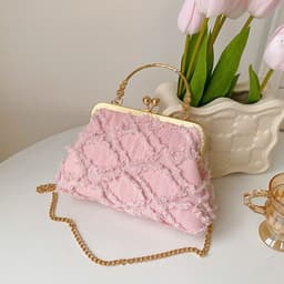 image-Washed Denim Style Stitching Rhombus Clip Bag Fashion Chain Shoulder Messenger Bag