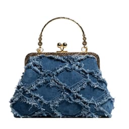 image-Washed Denim Style Stitching Rhombus Clip Bag Fashion Chain Shoulder Messenger Bag