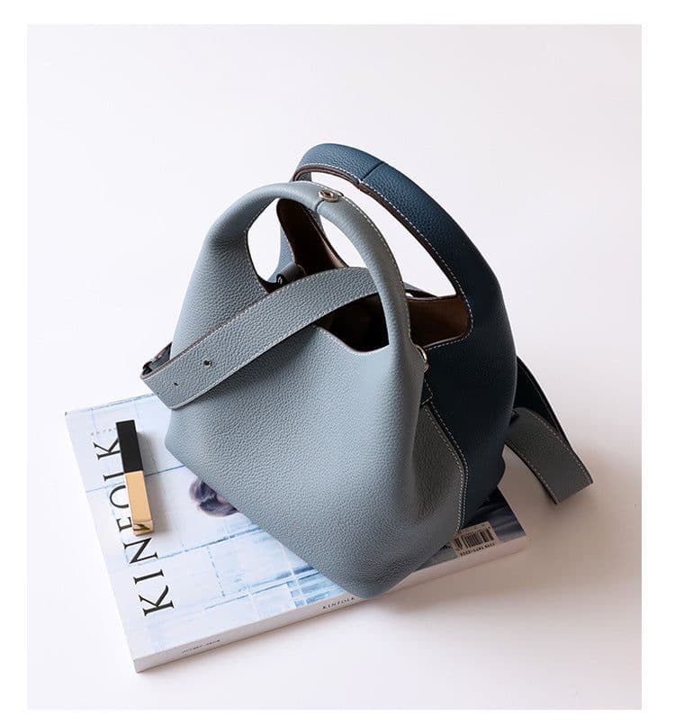 image-Versatile Handheld Women's Crossbody Shoulder Color Block Bucket Bag