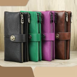 image-Long Buckle Cowhide Wallet