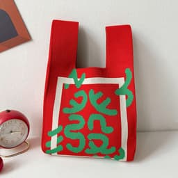 image-Dragon Red Festive Knitted High-grade New Year Small Gift Shoulder Bag