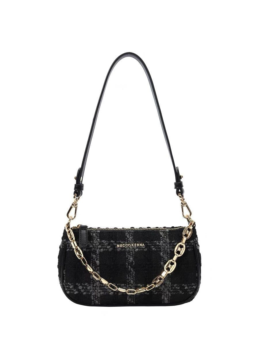 image-Women's One-shoulder Crossbody Smoky Plaid Underarm Bag