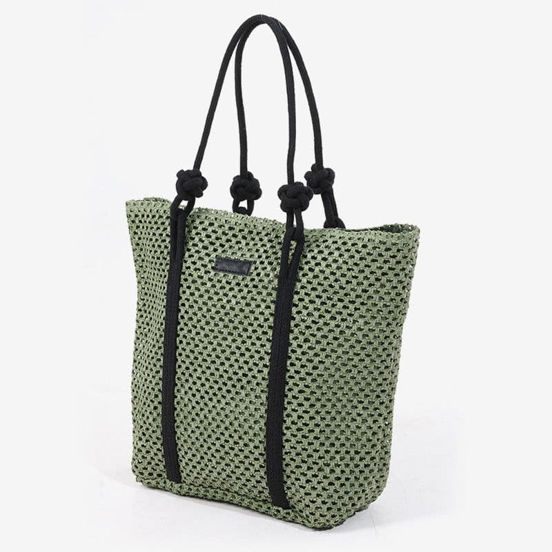 image-Simple Large Capacity One Shoulder Hollow Out Woven Bag