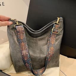 image-Retro Shoulder Messenger Bag Large Capacity Commuter Women's Bucket Bag