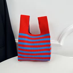 image-Atmosphere Striped Contrast Color Polka Dot Handbag For Women
