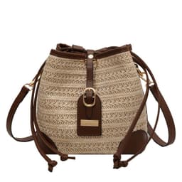image-Summer Korean Straw Plaited Pull-belt Simple Beach Weaving Shoulder Messenger Bag