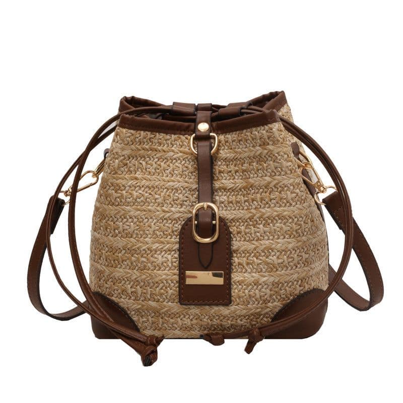 image-Summer Korean Straw Plaited Pull-belt Simple Beach Weaving Shoulder Messenger Bag