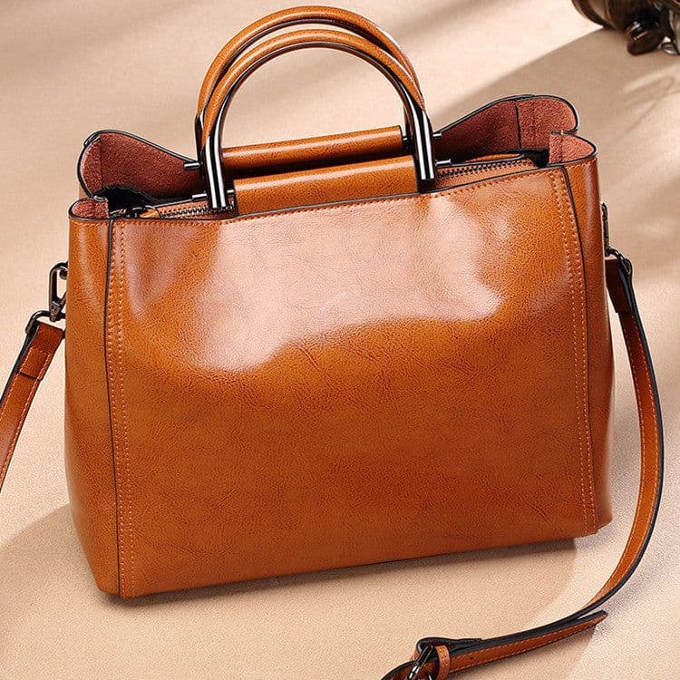 image-Women's Real Cowhide Multifunctional Tote