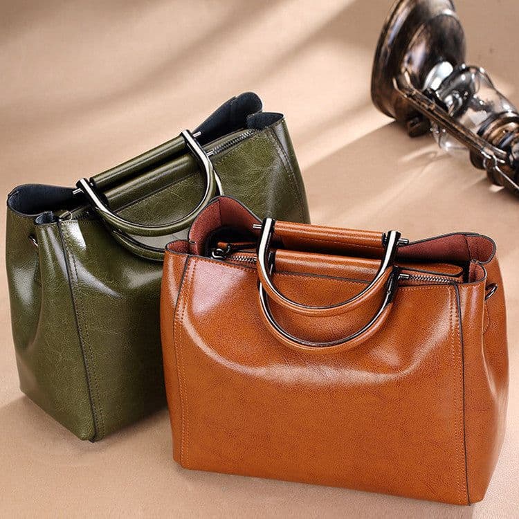 image-Women's Real Cowhide Multifunctional Tote