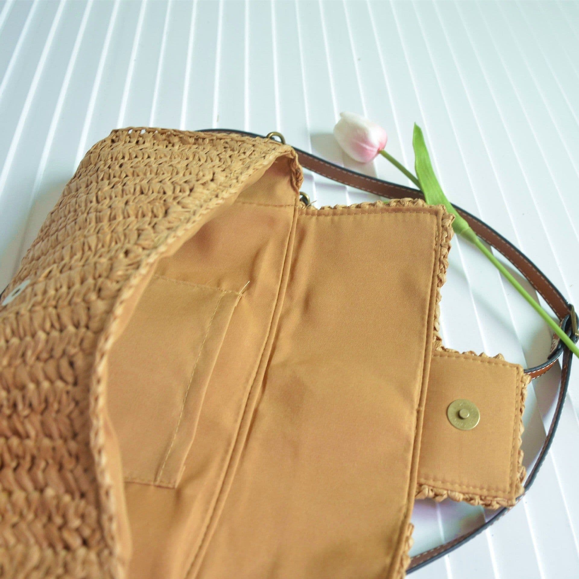 image-Straw Fashion Vintage Leopard Print Crossbody Bag