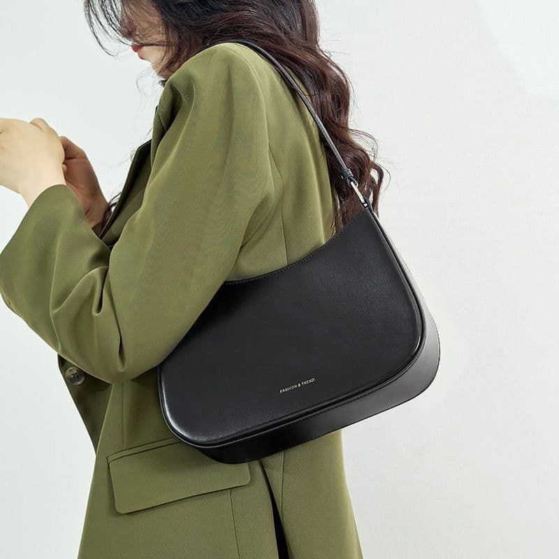 image-Women's Fashion Baguette Leather Bag