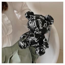 image-Bear Graffiti Bucket Bag Portable Shoulder Messenger Bag For Women