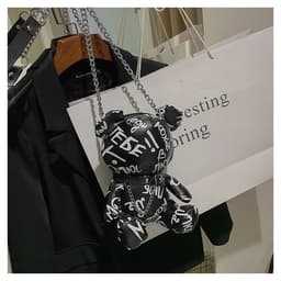 image-Bear Graffiti Bucket Bag Portable Shoulder Messenger Bag For Women