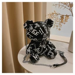 image-Bear Graffiti Bucket Bag Portable Shoulder Messenger Bag For Women