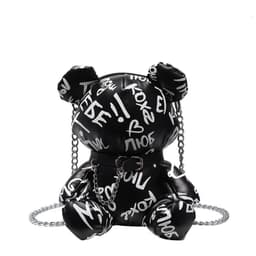 image-Bear Graffiti Bucket Bag Portable Shoulder Messenger Bag For Women