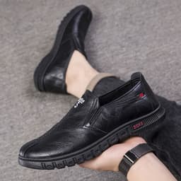image-Black Chef Non-slip Waterproof Work Shoes Soft Bottom And Wear Resistance Casual Leather Shoes Men